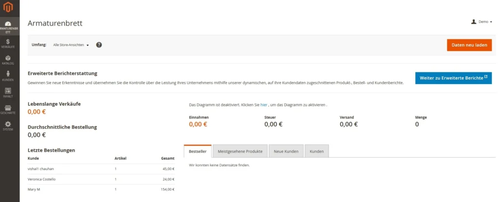 Praxis im E-Commerce mit Testsystemen Screenshot für Schulinformationen